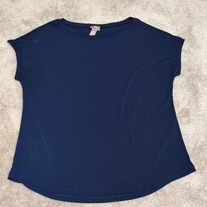 Chico's Navy Short Sleeve Crew Tee